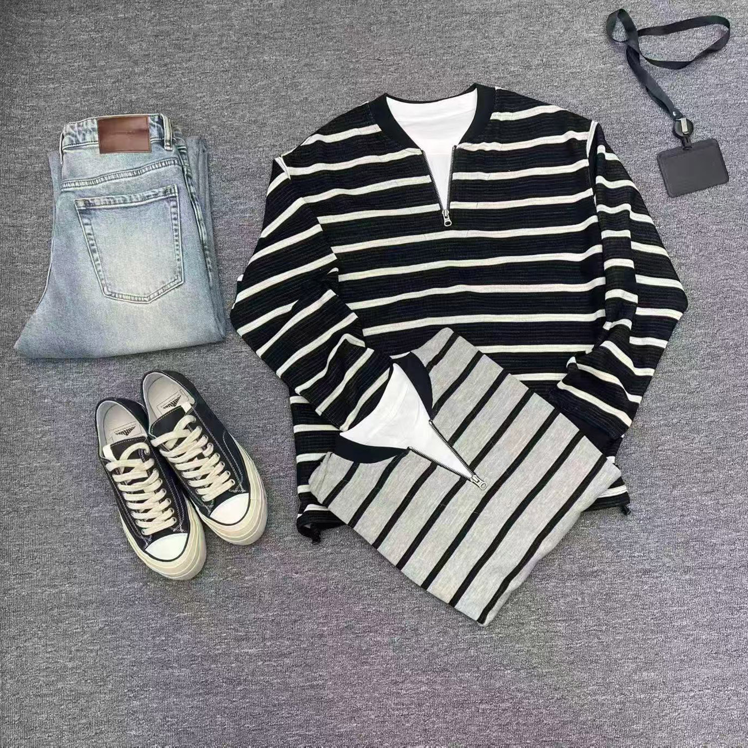 Moletom listrado de duas pe&ccedil;as masculino Omaiga 466003